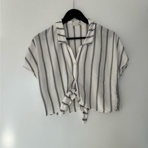 Aritzia Wilfred Free Striped Tie Front Top